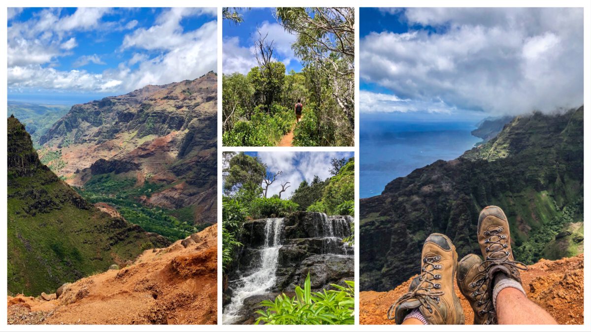 Collage mit Bildern unserer Wanderungen auf Kauai